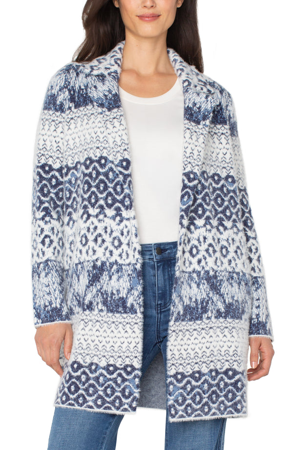 shibori print coatigan | navy