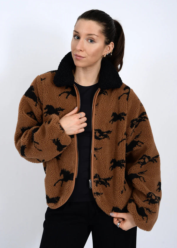 joline horse print sherpa jacket