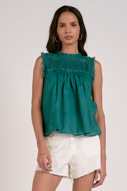 emerald smocked top