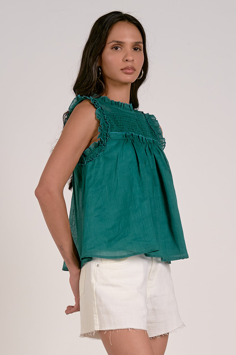 emerald smocked top