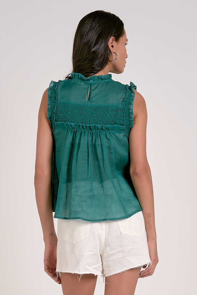 emerald smocked top