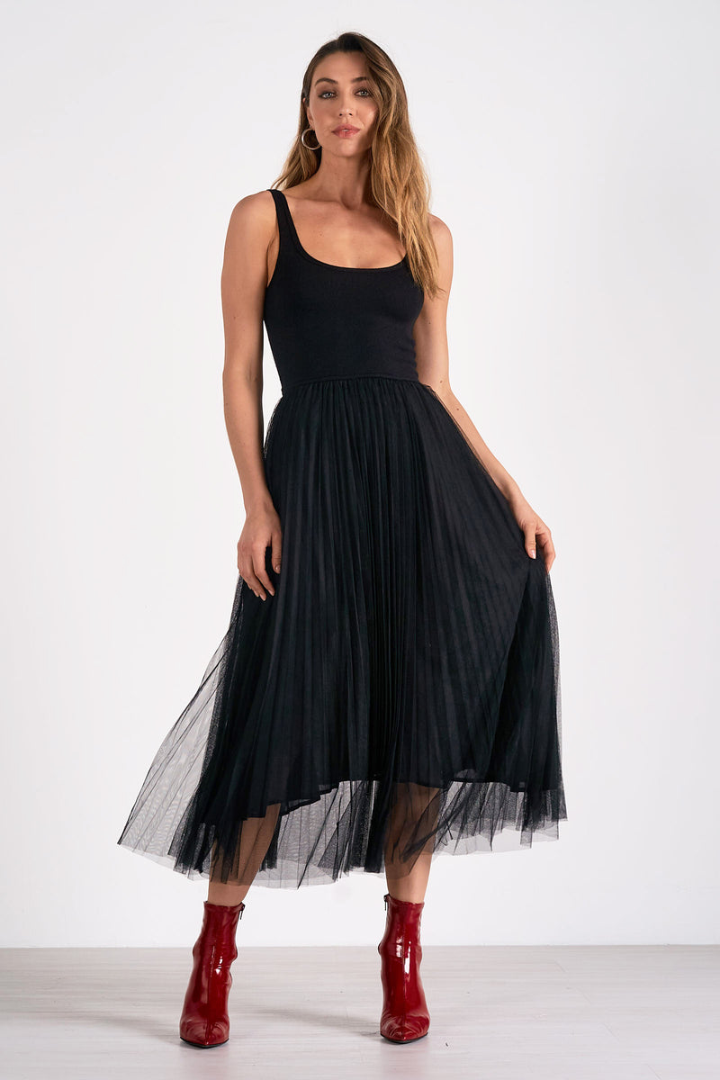 tulle maxi dress | black