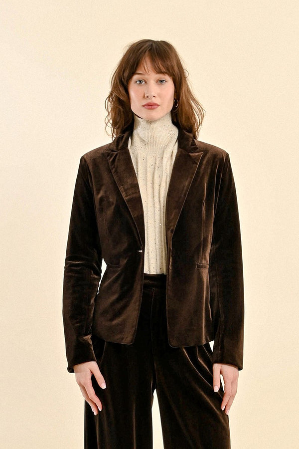 chocolate velvet blazer