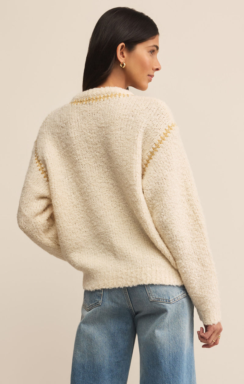 romnie contrast stitch sweater | crystal