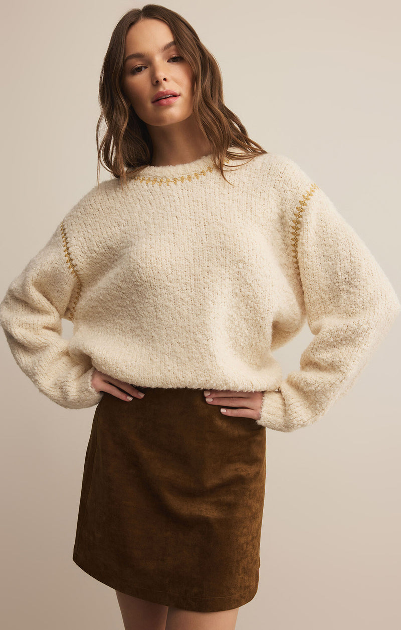romnie contrast stitch sweater | crystal