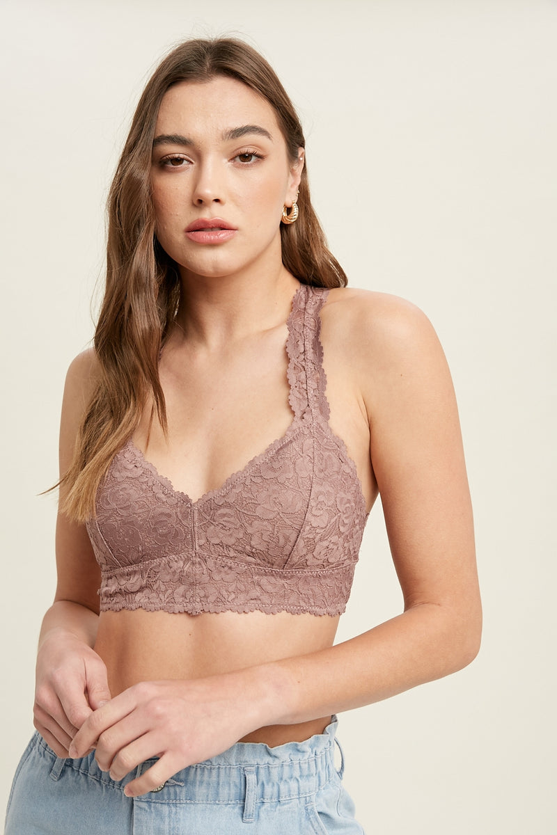 Women's Padded Lace Bralette. (6 pack) - Padded - Floral Lace Design -  Racerback Back Design/Style - 6 Bralettes Per Pack - Sizes: 3-S/M and 3-M/L  - 92% Nylon / 8% Spandex, 7313738