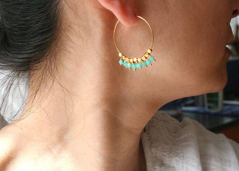 amazonite hoop earrings