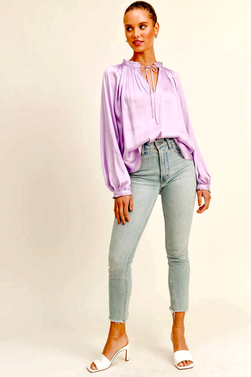 kendy ruffle detail blouse - lilac
