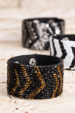 zebra print bead bracelet