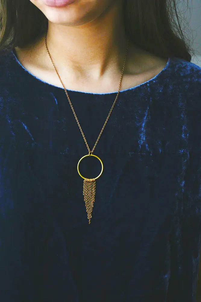 brass fringe necklace