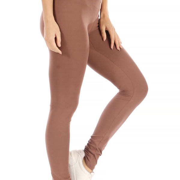 Vami Women's Cotton Stretchable Ankle Leggings - Dark Chocolate – BONJOUR