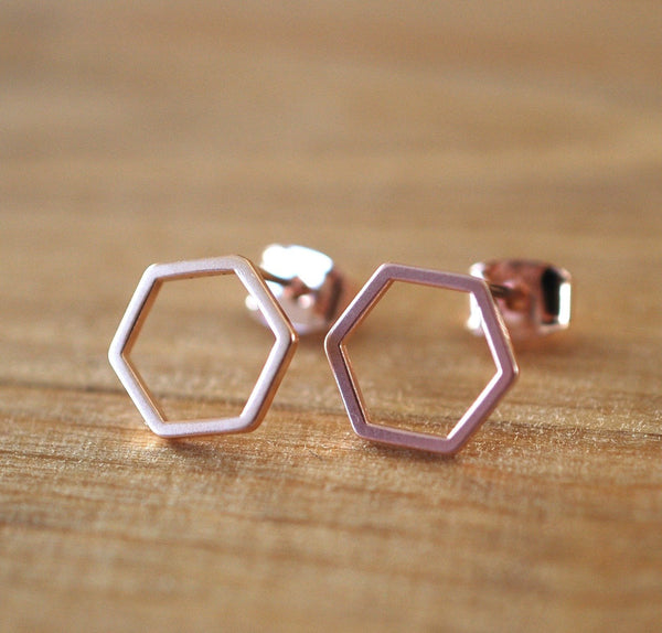 rose hexagon earrings