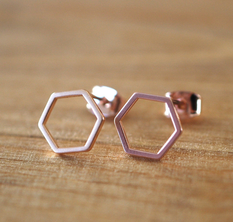 rose hexagon earrings