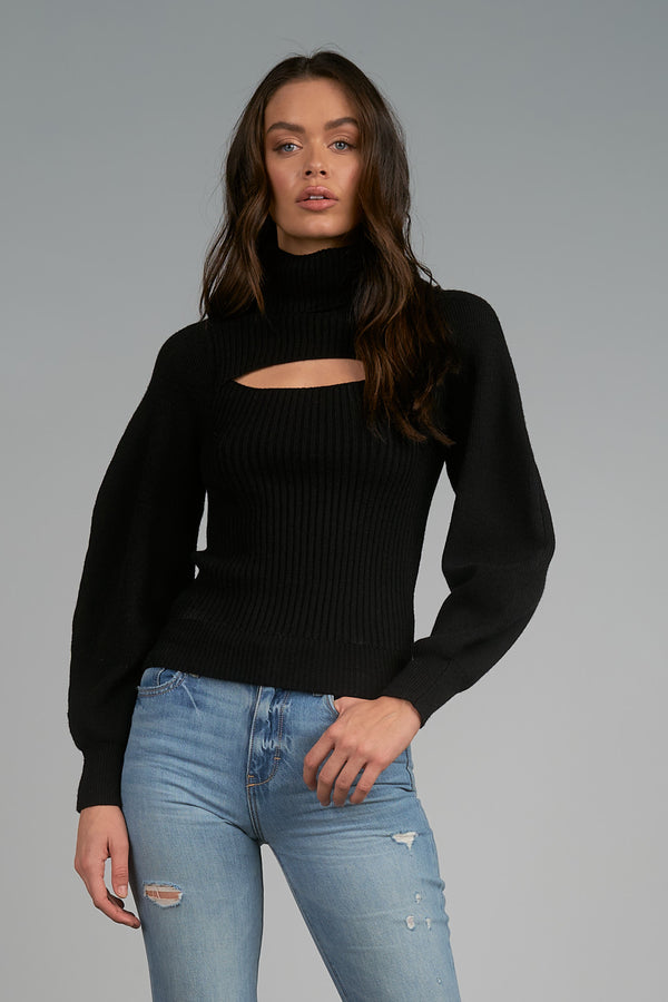 cutout turtleneck sweater