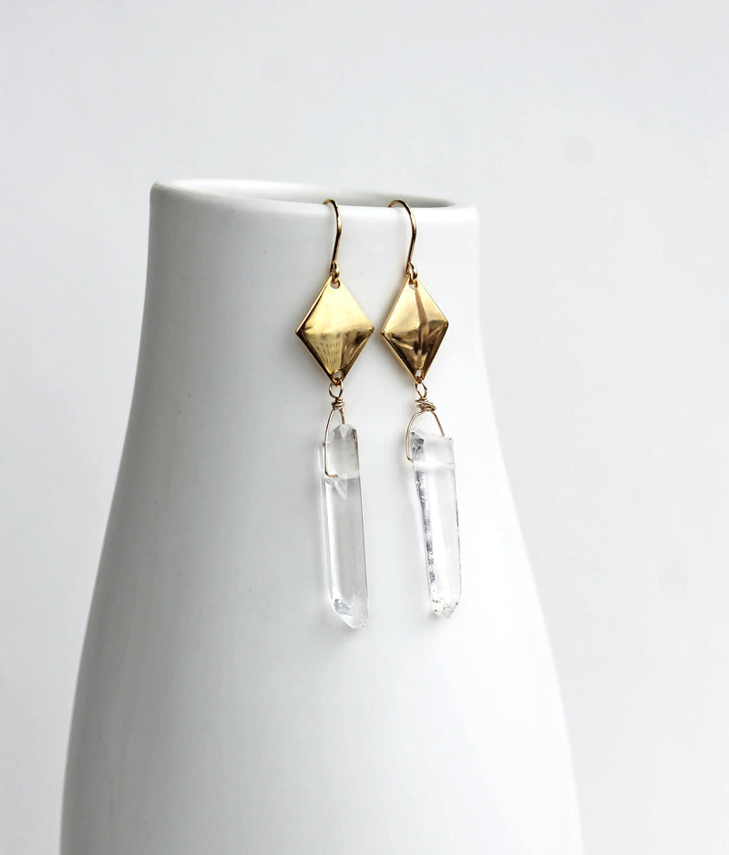 modern crystal gold earrings