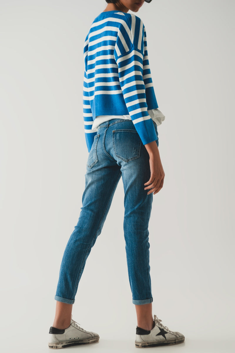 blue stripe lightweight cardigan